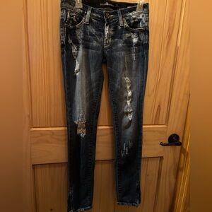 Dylan & George Distressed Dark Blue Lucy low rise Skinny Jeans size 26